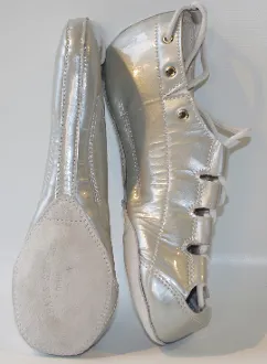 Silver satin shoes